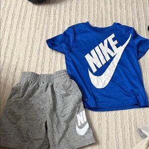 Nike Royal Blue Tee and Heather Gray Shorts Set
